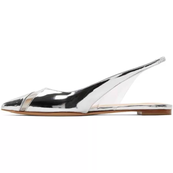 imageFSJ Women Fashion Clear Ballet Pointed Toe Slingback Pumps Low Heels Comfotable Casual Shoes Size 415 USSilver