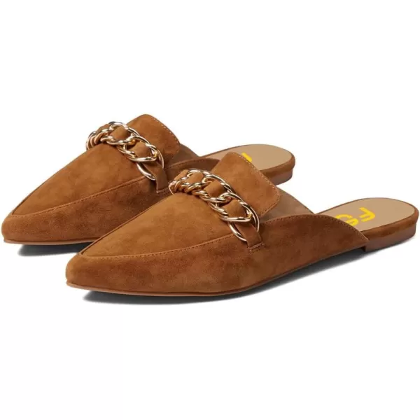 imageFSJ Women Fashion Closed Pointed Toe Chain Flat Mules Comfy Slip On Casual Backless Loafers Slides Shoes Size 415 USDark Brown