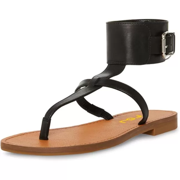imageFSJ Women Flat Thong Sandals Open Toe Wide Ankle Strap Flip Flops Summer Gladiator Sandals Holiday Beach Shoes Size 415 USBlack