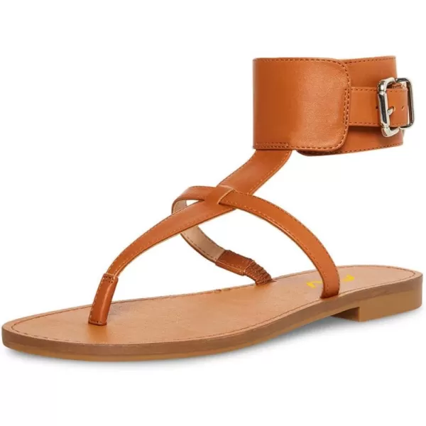 imageFSJ Women Flat Thong Sandals Open Toe Wide Ankle Strap Flip Flops Summer Gladiator Sandals Holiday Beach Shoes Size 415 USBrown