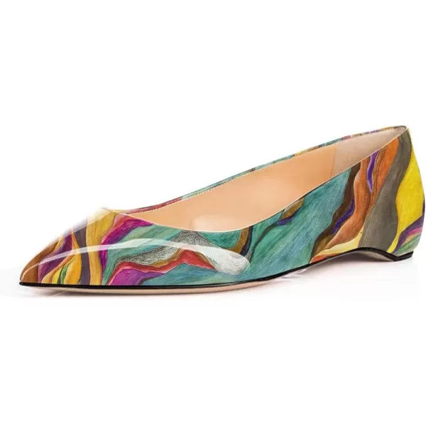 imageFSJ Women Novelty Pointed Toe Pumps Slip On Multicolored Flats Summer Holiday Casual Dress Shoes Size 415 USYellow