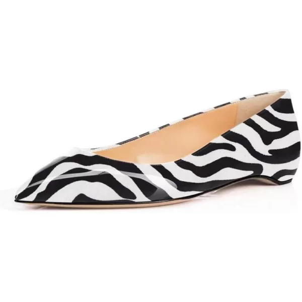 imageFSJ Women Novelty Pointed Toe Pumps Slip On Multicolored Flats Summer Holiday Casual Dress Shoes Size 415 USZebra