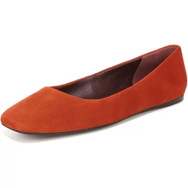 imageFSJ Women Square Closed Toe Flats Comfortable Soft Leather Ballet Flats Solid Slip On Daily Office Casual Shoes Size 415 USOrange Suede