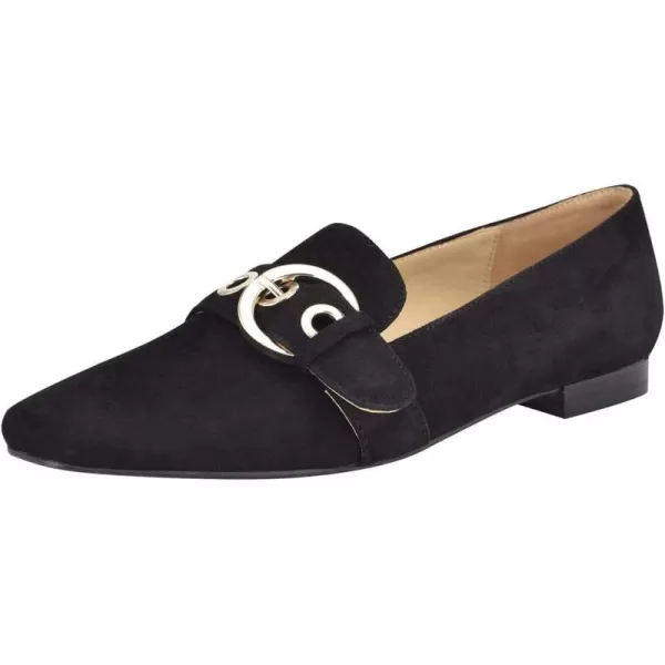 imageFSJ Women Squared Toe Loafers Comfort Slip On Flats Block Chunky Low Heel Buckle Decor Casual Dress Work Office Shoes Size 415 USBlack
