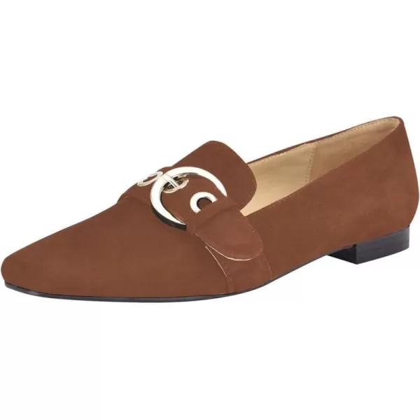 imageFSJ Women Squared Toe Loafers Comfort Slip On Flats Block Chunky Low Heel Buckle Decor Casual Dress Work Office Shoes Size 415 USBrown