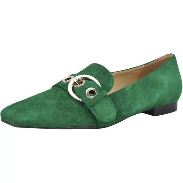 imageFSJ Women Squared Toe Loafers Comfort Slip On Flats Block Chunky Low Heel Buckle Decor Casual Dress Work Office Shoes Size 415 USGreen