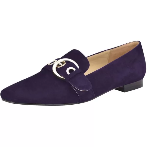 imageFSJ Women Squared Toe Loafers Comfort Slip On Flats Block Chunky Low Heel Buckle Decor Casual Dress Work Office Shoes Size 415 USPurple