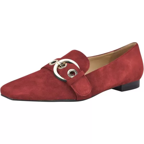 imageFSJ Women Squared Toe Loafers Comfort Slip On Flats Block Chunky Low Heel Buckle Decor Casual Dress Work Office Shoes Size 415 USRed