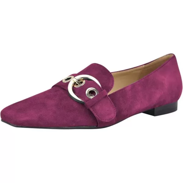 imageFSJ Women Squared Toe Loafers Comfort Slip On Flats Block Chunky Low Heel Buckle Decor Casual Dress Work Office Shoes Size 415 USViolet Red