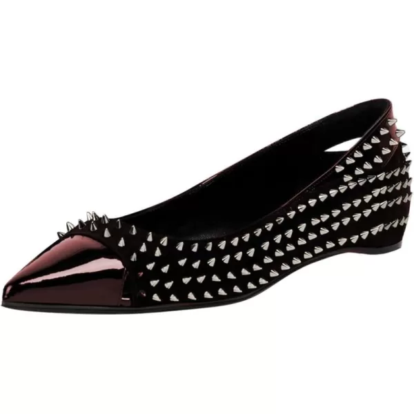 imageFSJ Women Stylish Pointed Cap Toe Studded Flats Comfortable Low Heel Slip On Rivets Pumps Evening Sexy Dress Shoes Size 416 USSorrel
