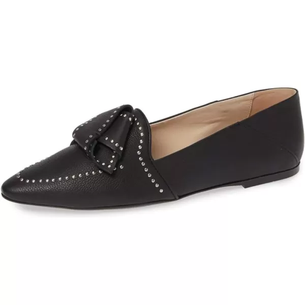 imageFSJ Women Trendy Point Toe Studs Loafer Flats Slip On Low Heels Pumps Bowknot Comfort Casual Formal Dress Shoes Size 415 USBlack