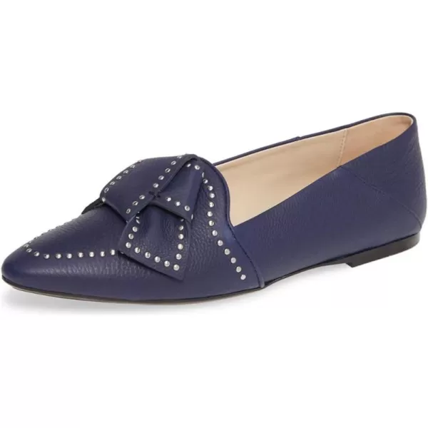 imageFSJ Women Trendy Point Toe Studs Loafer Flats Slip On Low Heels Pumps Bowknot Comfort Casual Formal Dress Shoes Size 415 USBlue