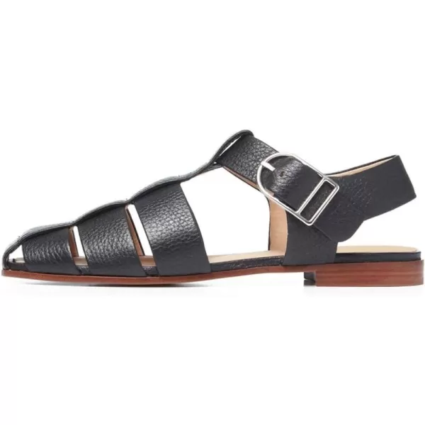 imageFSJ Women Vintage Closed Toe Flat Sandals Caged Comfort Adjustable Buckle Hollow Roman Fisherman Sandals Woven Casual Daily Slingback Shoes Size 416 USBlack