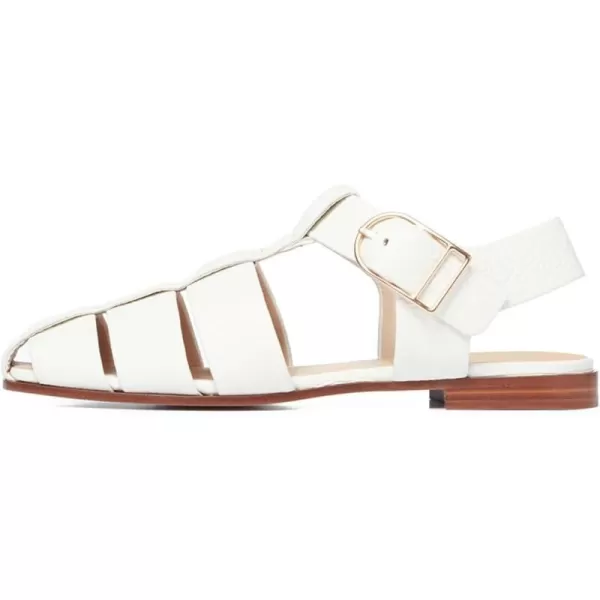 imageFSJ Women Vintage Closed Toe Flat Sandals Caged Comfort Adjustable Buckle Hollow Roman Fisherman Sandals Woven Casual Daily Slingback Shoes Size 416 USWhite