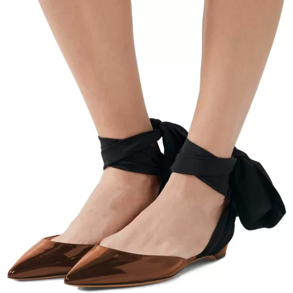 imageFSJ Women Ankle Wrap Lace Up Flat Shoes Pointed Toe Low Heel Dorsay Slingback Dancing Party Dress Pumps Size 415 USBrown