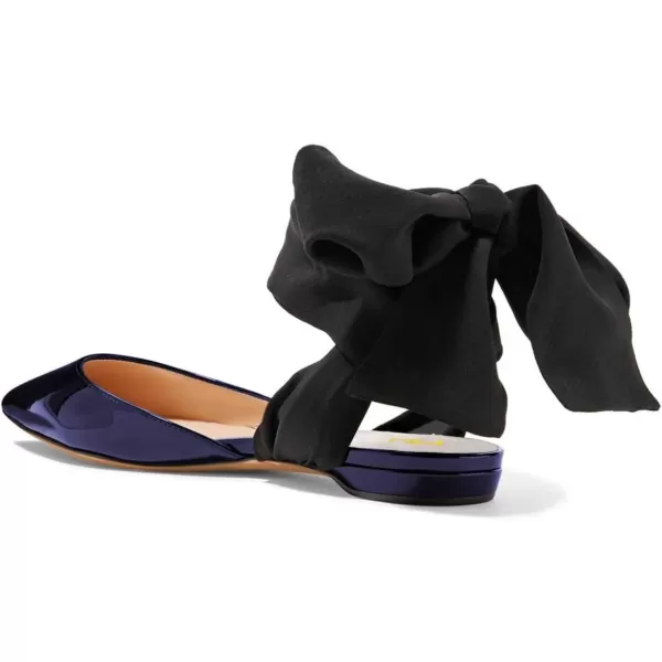 imageFSJ Women Ankle Wrap Lace Up Flat Shoes Pointed Toe Low Heel Dorsay Slingback Dancing Party Dress Pumps Size 415 USDark Blue