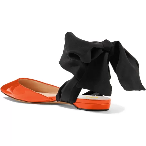 imageFSJ Women Ankle Wrap Lace Up Flat Shoes Pointed Toe Low Heel Dorsay Slingback Dancing Party Dress Pumps Size 415 USOrange