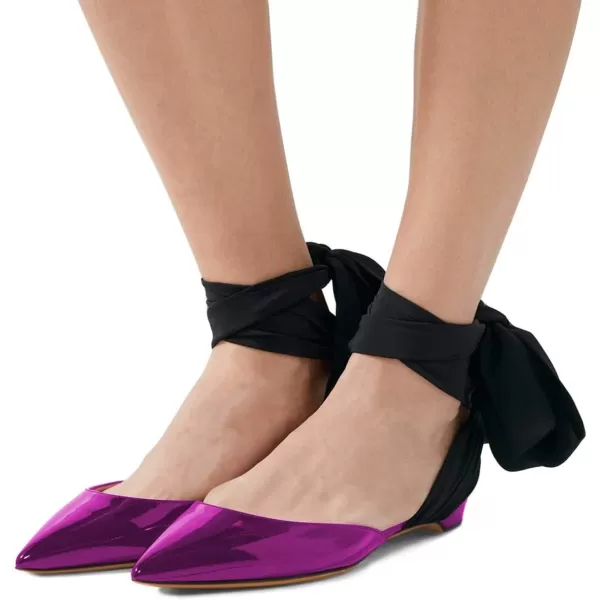 imageFSJ Women Ankle Wrap Lace Up Flat Shoes Pointed Toe Low Heel Dorsay Slingback Dancing Party Dress Pumps Size 415 USPurple