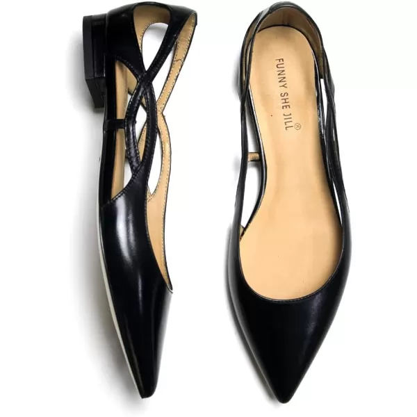 imageFSJ Women Classic Pointed Toe Flats Block Low Heel Pumps Irregular Cutout Slip on Shoes for Office Outfit Size 415 USBlack