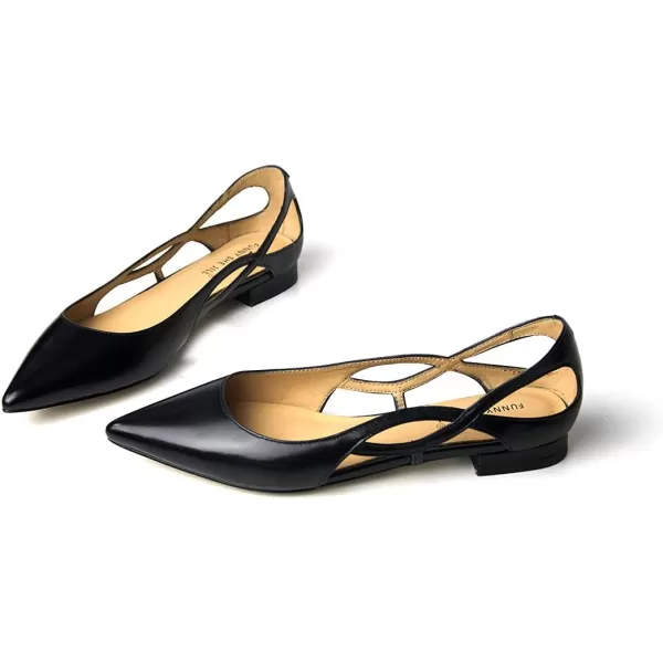 imageFSJ Women Classic Pointed Toe Flats Block Low Heel Pumps Irregular Cutout Slip on Shoes for Office Outfit Size 415 USBlack
