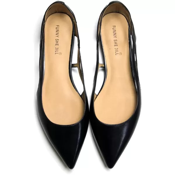 imageFSJ Women Classic Pointed Toe Flats Block Low Heel Pumps Irregular Cutout Slip on Shoes for Office Outfit Size 415 USBlack