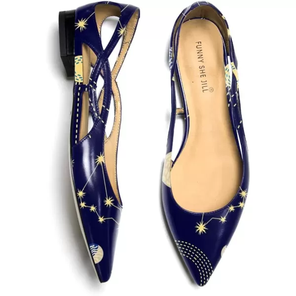 imageFSJ Women Classic Pointed Toe Flats Block Low Heel Pumps Irregular Cutout Slip on Shoes for Office Outfit Size 415 USConstellation