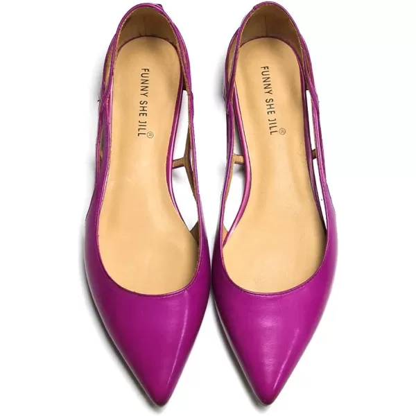 imageFSJ Women Classic Pointed Toe Flats Block Low Heel Pumps Irregular Cutout Slip on Shoes for Office Outfit Size 415 USFushcia