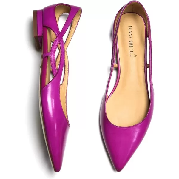imageFSJ Women Classic Pointed Toe Flats Block Low Heel Pumps Irregular Cutout Slip on Shoes for Office Outfit Size 415 USFushcia