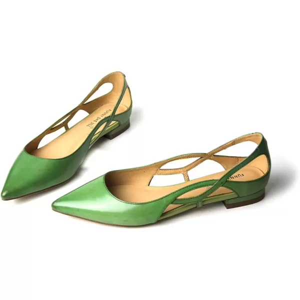 imageFSJ Women Classic Pointed Toe Flats Block Low Heel Pumps Irregular Cutout Slip on Shoes for Office Outfit Size 415 USGreen
