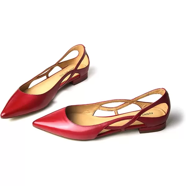 imageFSJ Women Classic Pointed Toe Flats Block Low Heel Pumps Irregular Cutout Slip on Shoes for Office Outfit Size 415 USWine Red