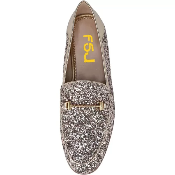 imageFSJ Women Classic Round Toe Flats Pumps Low Heels Slip On Loafers Comfortable Shoes Size 415 USGlitter