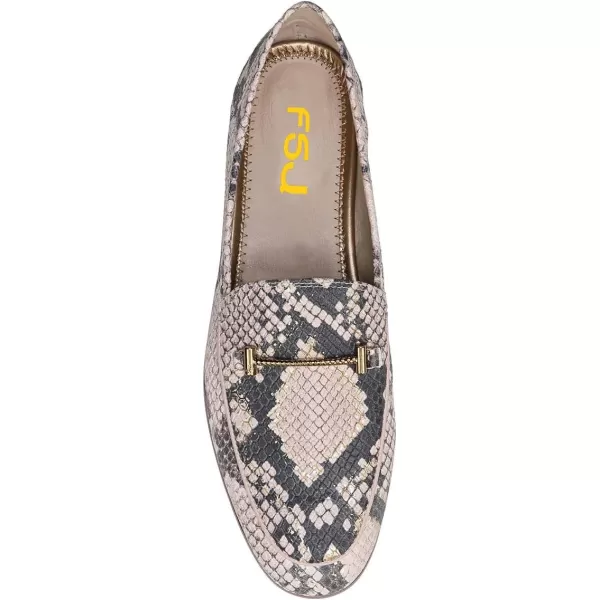 imageFSJ Women Classic Round Toe Flats Pumps Low Heels Slip On Loafers Comfortable Shoes Size 415 USSnake Print