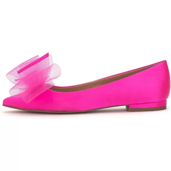 imageFSJ Women Classy Mesh Bowknot Ballet Flats Closed Toe Girls Daily Cozy Comfort Slip On Low Heel Dress Shoes Size 415 USHot Pink