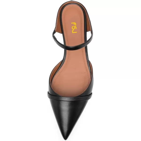 imageFSJ Women Closed Pointed Toe Flat Sandals with Strap Backless Slip On Cute Slides Ladies Casual Mules Comfortable Low heel Shoes Size 416 USBlack