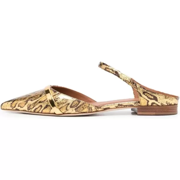 imageFSJ Women Closed Pointed Toe Flat Sandals with Strap Backless Slip On Cute Slides Ladies Casual Mules Comfortable Low heel Shoes Size 416 USGolden Pattern