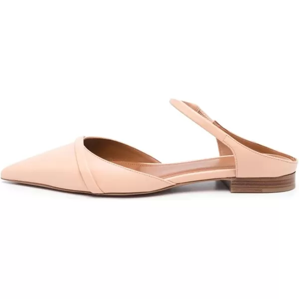 imageFSJ Women Closed Pointed Toe Flat Sandals with Strap Backless Slip On Cute Slides Ladies Casual Mules Comfortable Low heel Shoes Size 416 USNude