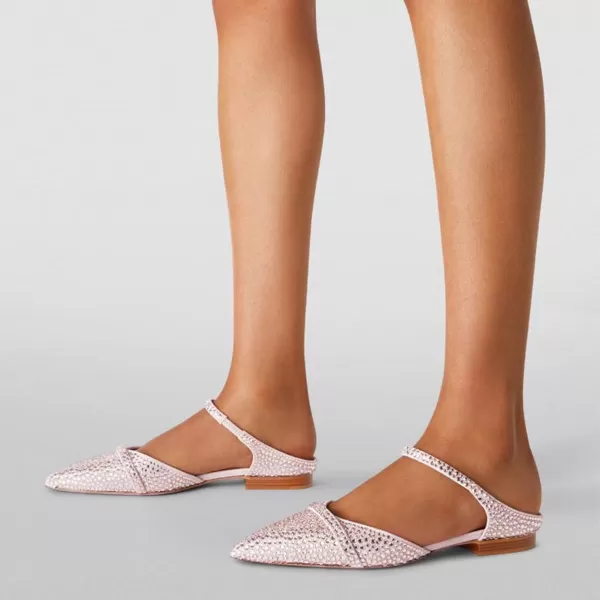 imageFSJ Women Closed Pointed Toe Flat Sandals with Strap Backless Slip On Cute Slides Ladies Casual Mules Comfortable Low heel Shoes Size 416 USPink Crystals
