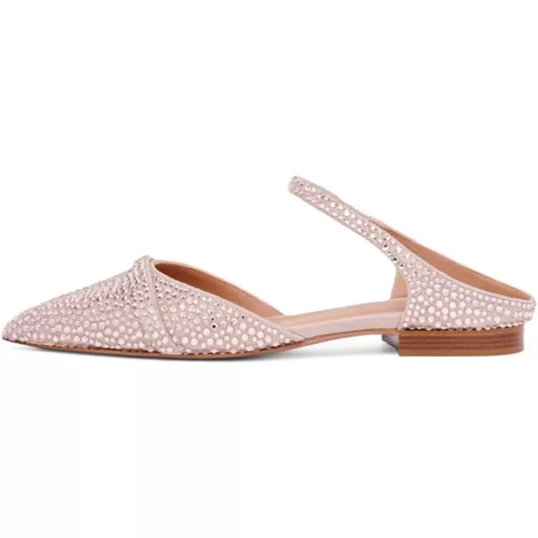 imageFSJ Women Closed Pointed Toe Flat Sandals with Strap Backless Slip On Cute Slides Ladies Casual Mules Comfortable Low heel Shoes Size 416 USPink Crystals