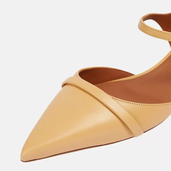 imageFSJ Women Closed Pointed Toe Flat Sandals with Strap Backless Slip On Cute Slides Ladies Casual Mules Comfortable Low heel Shoes Size 416 USWheat