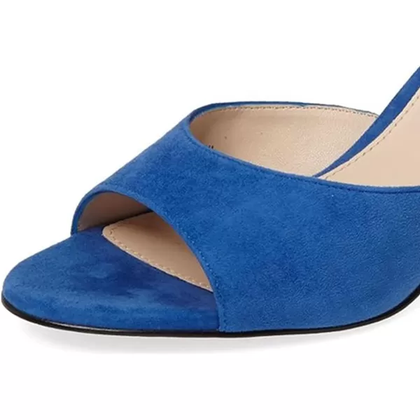 imageFSJ Women Comfort Low Heel Sandals Mules Peep Toe Slide Slip On Crystal Summer Wedding Dress Pump Shoes 415 M USRoyal Blue Diamond
