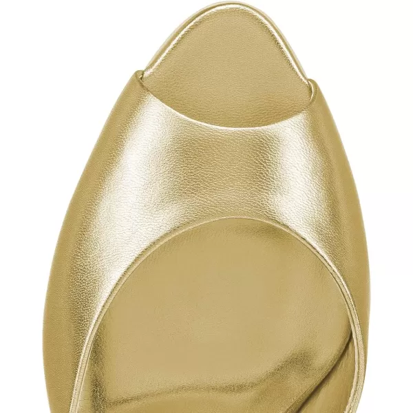 imageFSJ Women Comfort Peep Toe Low Kitten Heel Sandals Slip On Mules Wide Straps Backless Summer Dressy Slide Slippers Size 415 USGold