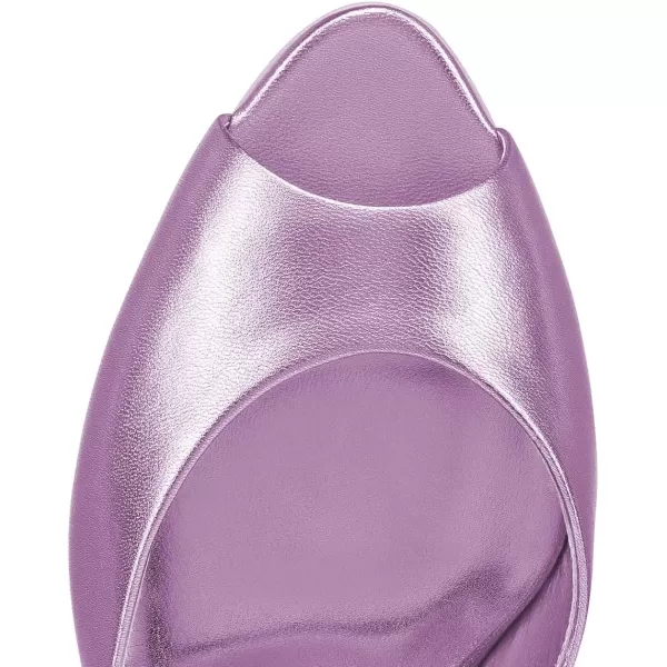 imageFSJ Women Comfort Peep Toe Low Kitten Heel Sandals Slip On Mules Wide Straps Backless Summer Dressy Slide Slippers Size 415 USPurple