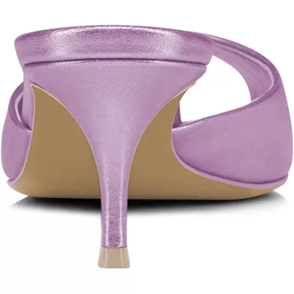 imageFSJ Women Comfort Peep Toe Low Kitten Heel Sandals Slip On Mules Wide Straps Backless Summer Dressy Slide Slippers Size 415 USPurple