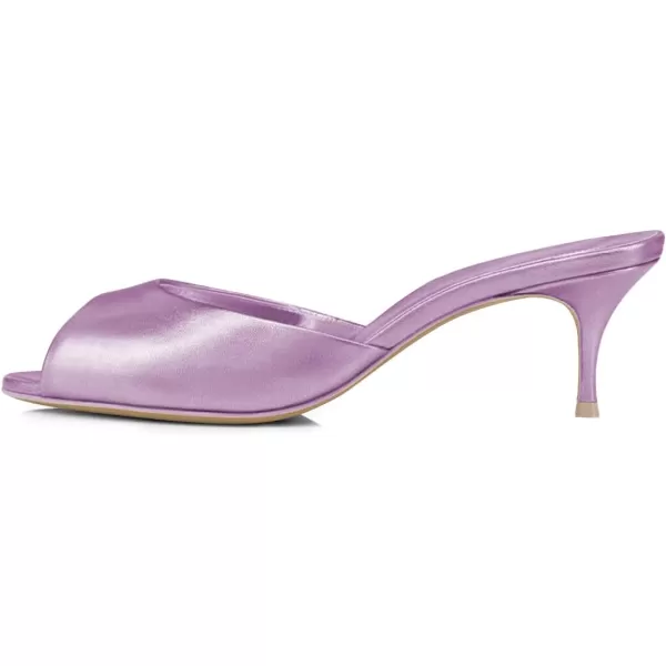 imageFSJ Women Comfort Peep Toe Low Kitten Heel Sandals Slip On Mules Wide Straps Backless Summer Dressy Slide Slippers Size 415 USPurple