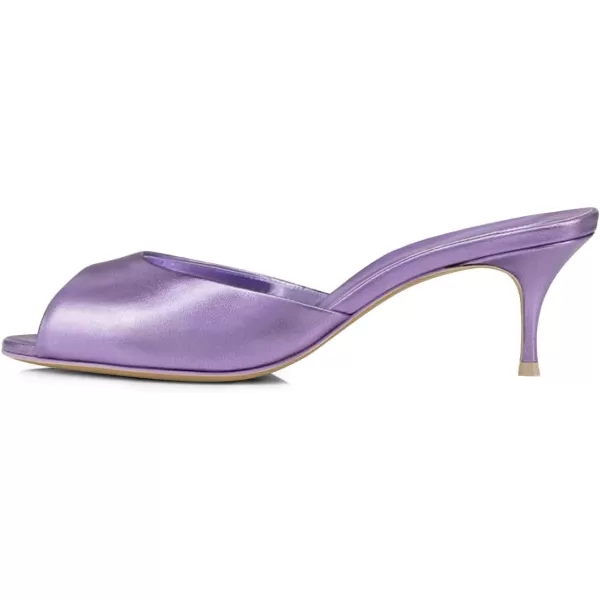 imageFSJ Women Comfort Peep Toe Low Kitten Heel Sandals Slip On Mules Wide Straps Backless Summer Dressy Slide Slippers Size 415 USViolet