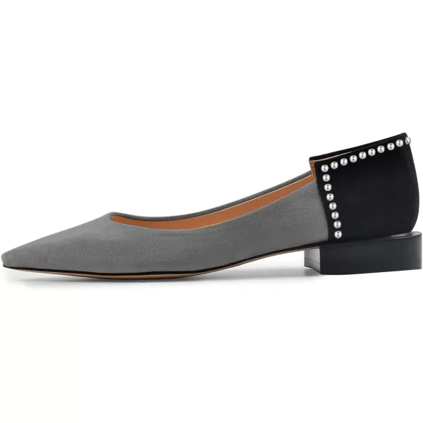 imageFSJ Women Comfortable Pointed Toe Low Heel Flat Pumps Slip On Loafers Casual Formal Dress Shoes Size 415 USGrey