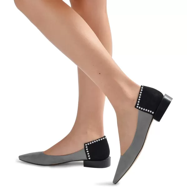 imageFSJ Women Comfortable Pointed Toe Low Heel Flat Pumps Slip On Loafers Casual Formal Dress Shoes Size 415 USGrey