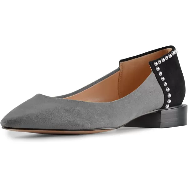 imageFSJ Women Comfortable Pointed Toe Low Heel Flat Pumps Slip On Loafers Casual Formal Dress Shoes Size 415 USGrey