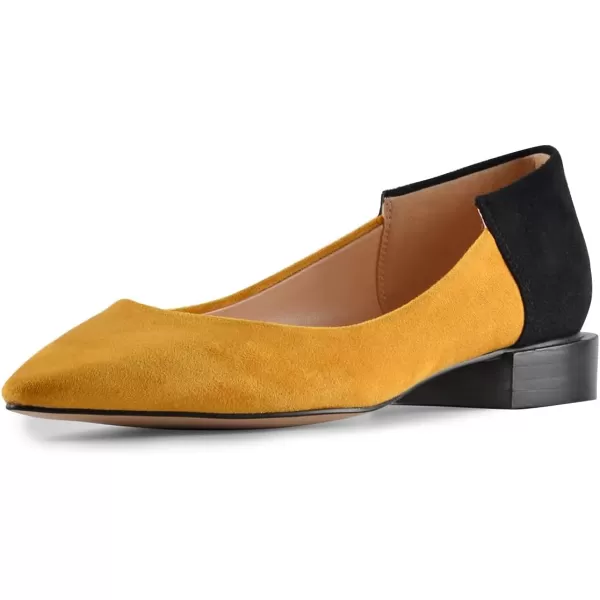 imageFSJ Women Comfortable Pointed Toe Low Heel Flat Pumps Slip On Loafers Casual Formal Dress Shoes Size 415 USOrangeblack