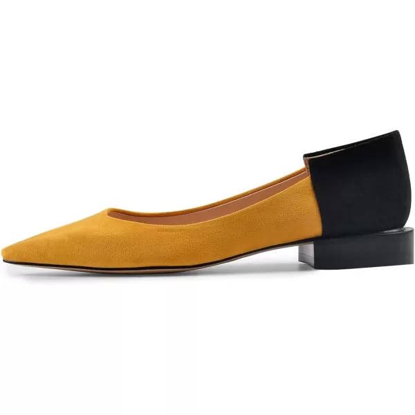 imageFSJ Women Comfortable Pointed Toe Low Heel Flat Pumps Slip On Loafers Casual Formal Dress Shoes Size 415 USOrangeblack